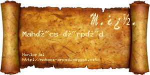 Mahács Árpád névjegykártya